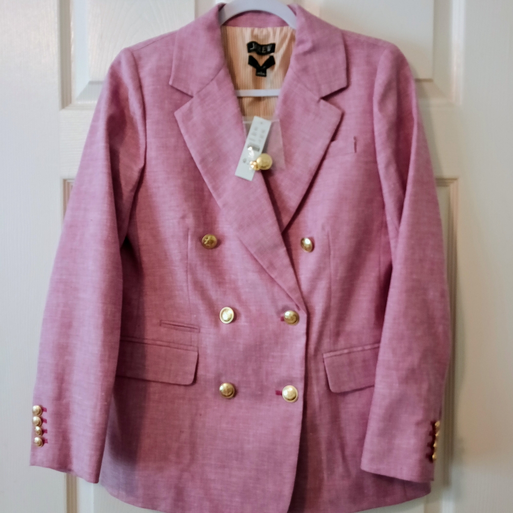NWT J.CREW PINK BRISTOL STRETCH LINEN BLAZER SIZE 4